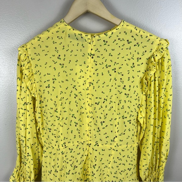 Faithfull the Brand Edwina Mini Dress Size 4 Yellow Micro Floral Brunch Date NWT - Picture 7 of 12